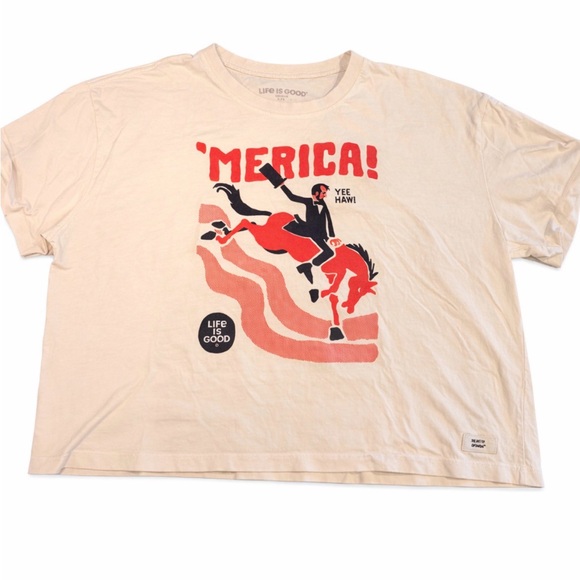 Life Is Good Tops - Life Is Good ‘Merica Cream Graphic Tee XL